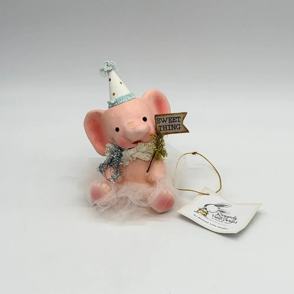 Bethany Lowe Sweet Thing Ellie Pink Elephant Birthday Party Hat Baby Girl New